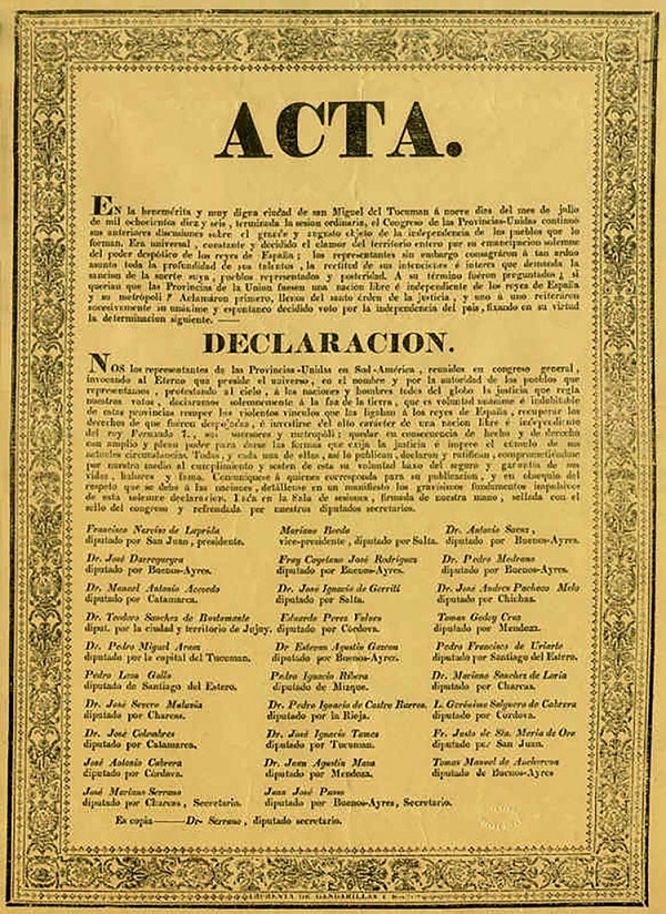 9 de julio de 1816 - Acta de la Independencia