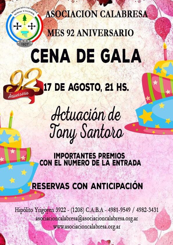 Aniversario de la Asociación Calabresa - Cena De Gala