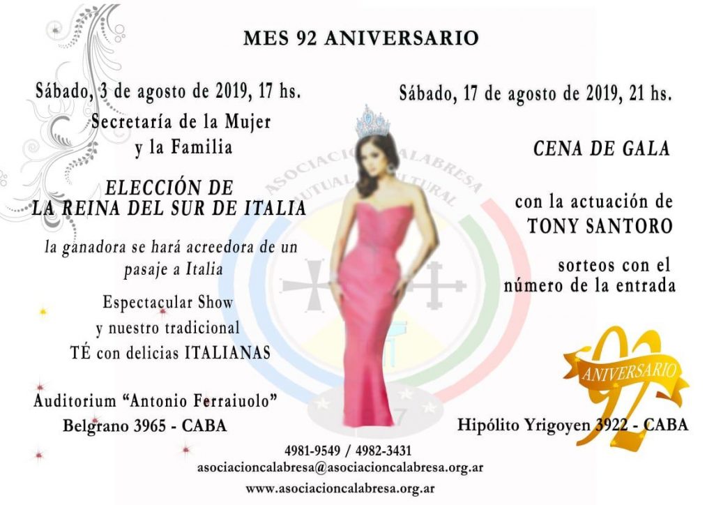 Aniversario de la Asociación Calabresa -Programa Mes Aniversario