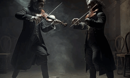 Dos Violinistas Enfrentandose