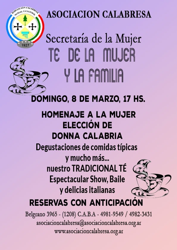 Miss Donna Calabria -Te De La Mujer Y La Familia 8 De Marzo