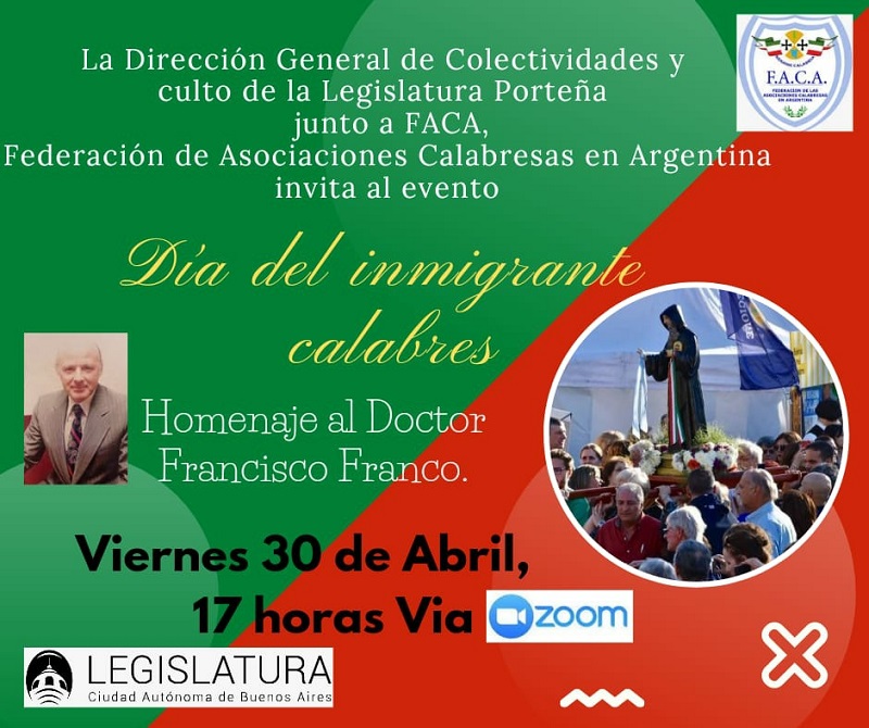Inmigrante Calabrés - Invitación Dia Del Inmigrante Calabrés.