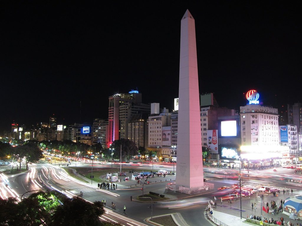 Ciudades - Obelisco De Noche En Buenos Aires.