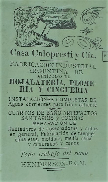 Publicidad gráfica de Calopresti y Cía.