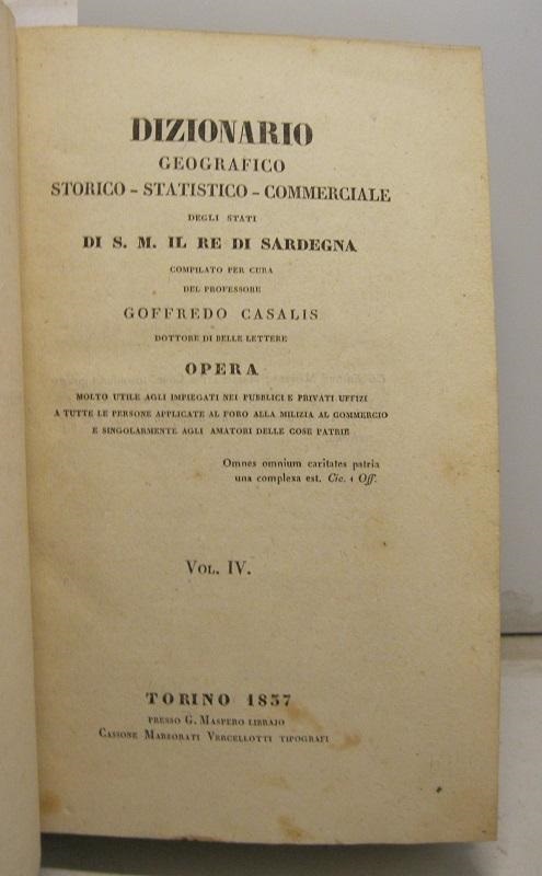 Copertina Dizionario Angius In Casalis del 1857