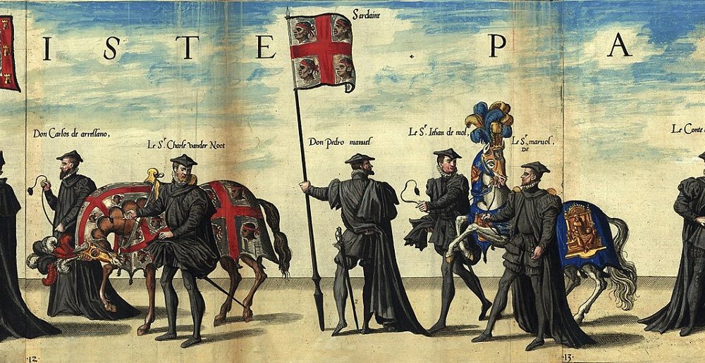 Bandiera Del Regno Di Sardegna Nel Corte Funebre Dell'imperatore Carlo V