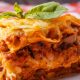 Traditional Lasagna Made With Minced Beef Bolognese Sauce