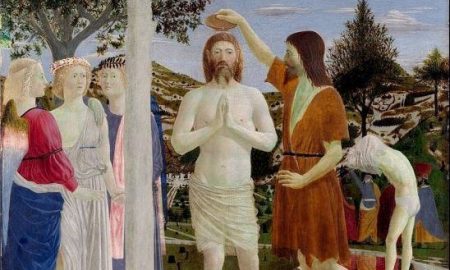 Piero Della Francesca Battesimo Di Cristo da parte di San Giovanni Battista, uno dei santi più raffigurati nell'arte.