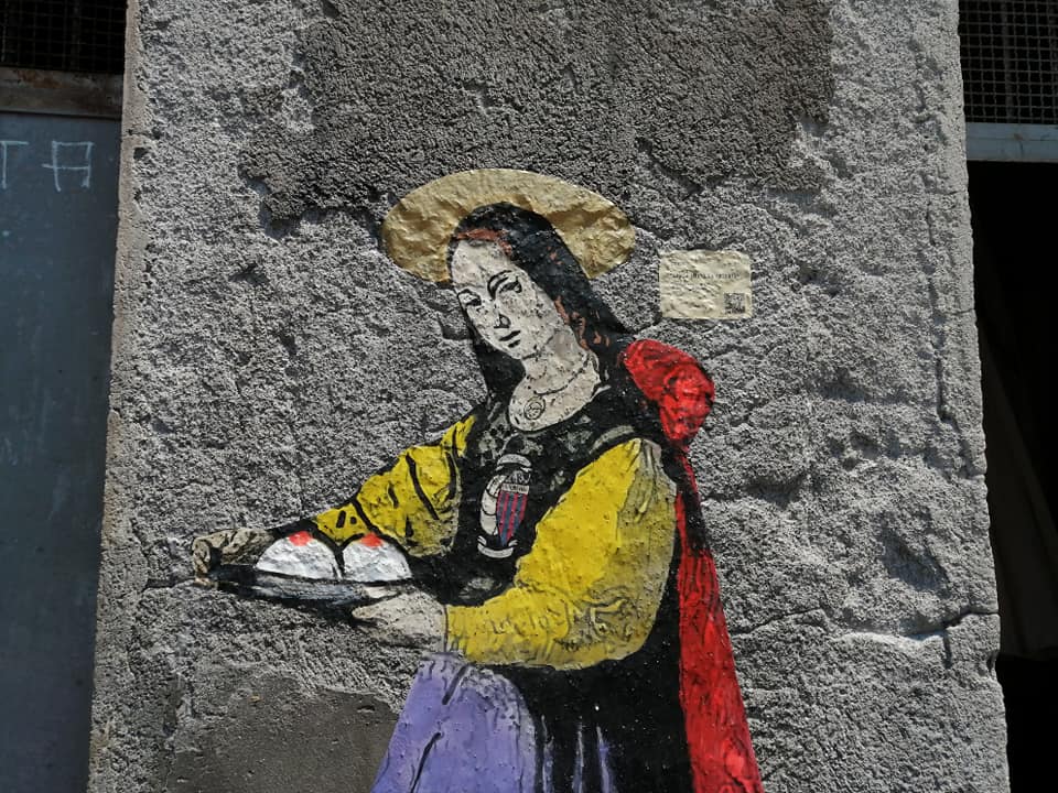 la Sant'Agata realizzata da Tvboy alla pescheria di Catania