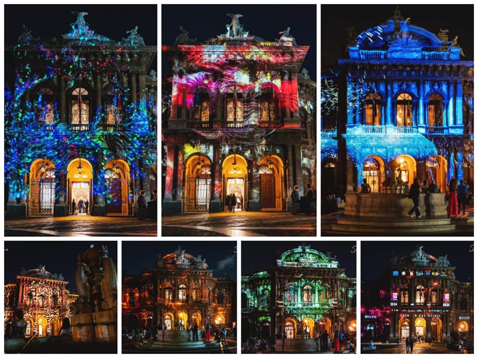Le spettacolari animazioni 3d, colori luci e suoni che hanno animato piazza Teatro e l'edificio le scorse settimane