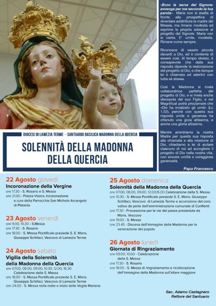 Programma festeggiamenti per la festa