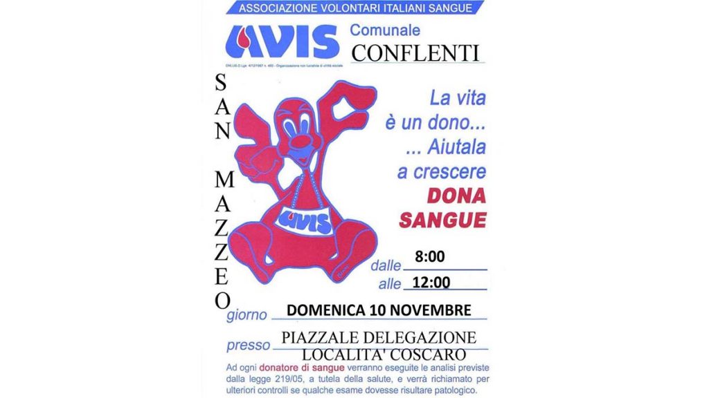 Donazione Avis a San Mazzeo: locandina