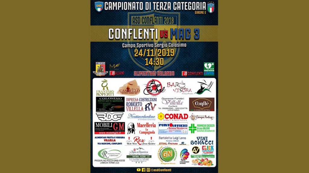 asd conflenti vs Mac 3: Partita Domenica