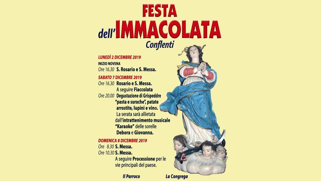 festa dell'Immacolata 2019: locandina
