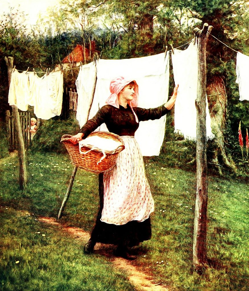 Donna Stende Il Bucato