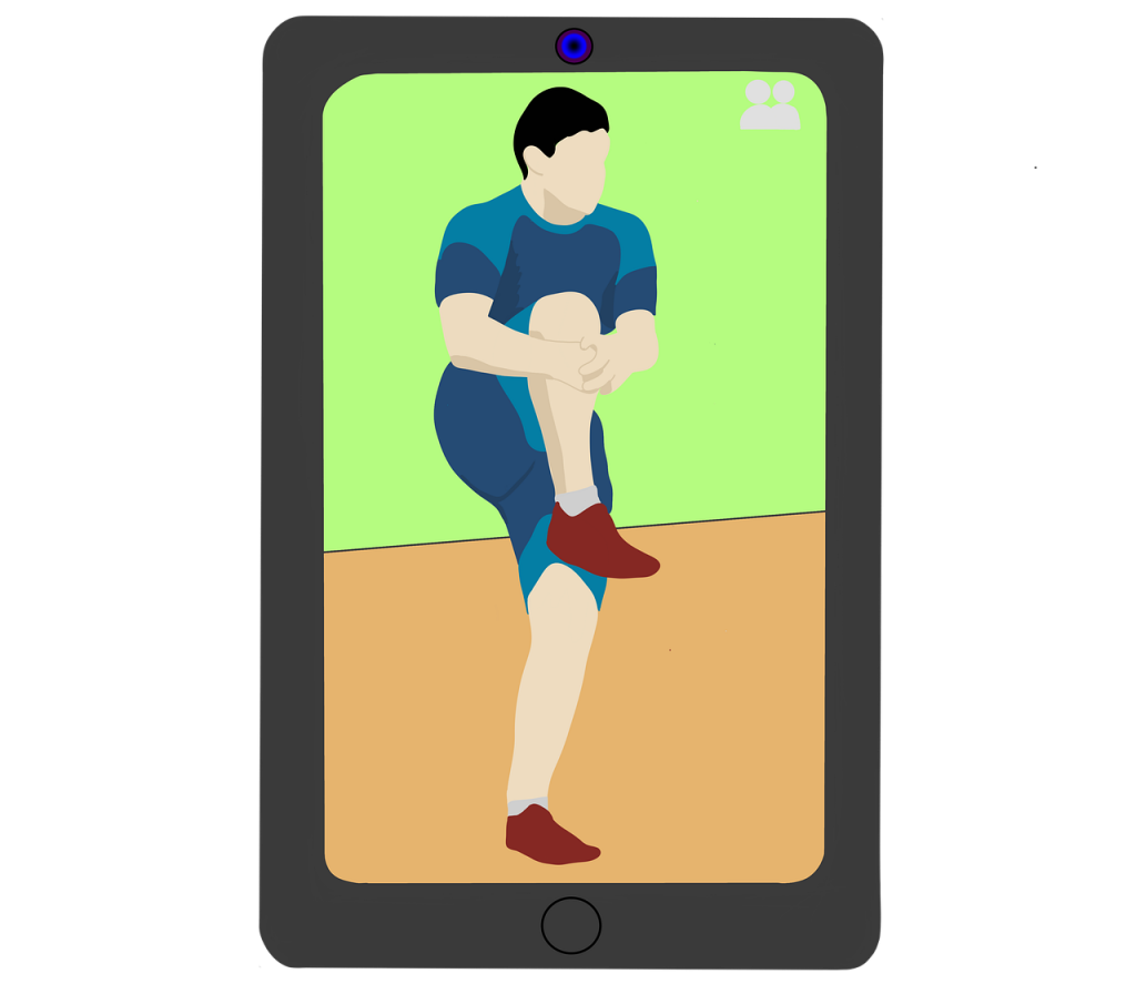 Fitness e pandemia - Disegno Dello Schermo Di Un Telefono Che Mostra Un Allenamento Online