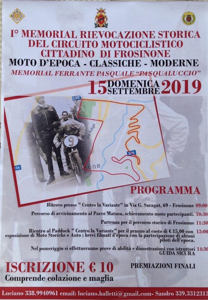 Memorial Pasquale Ferrante - Locandina Memorial Motocircuito Frosinone