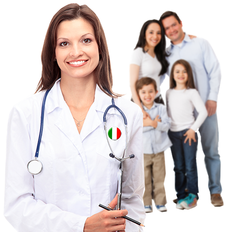 CC BY-SA 4.0 - Dottoressa Italiana con una famiglia
