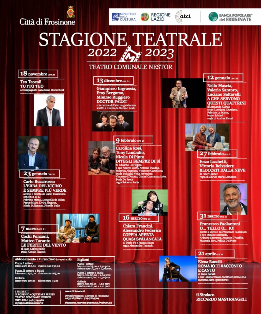 Nuova stagione teatrale a Frosinone - Teatro in locandina