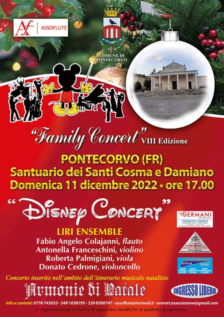 Armonia di Natale 2022, l’itinerario musicale  che, durante le festività natalizie, farà tappa in nove comuni della Provincia di Frosinone e anche nel pontino di Latina.  - Locandina di pontecorvo 724x1024