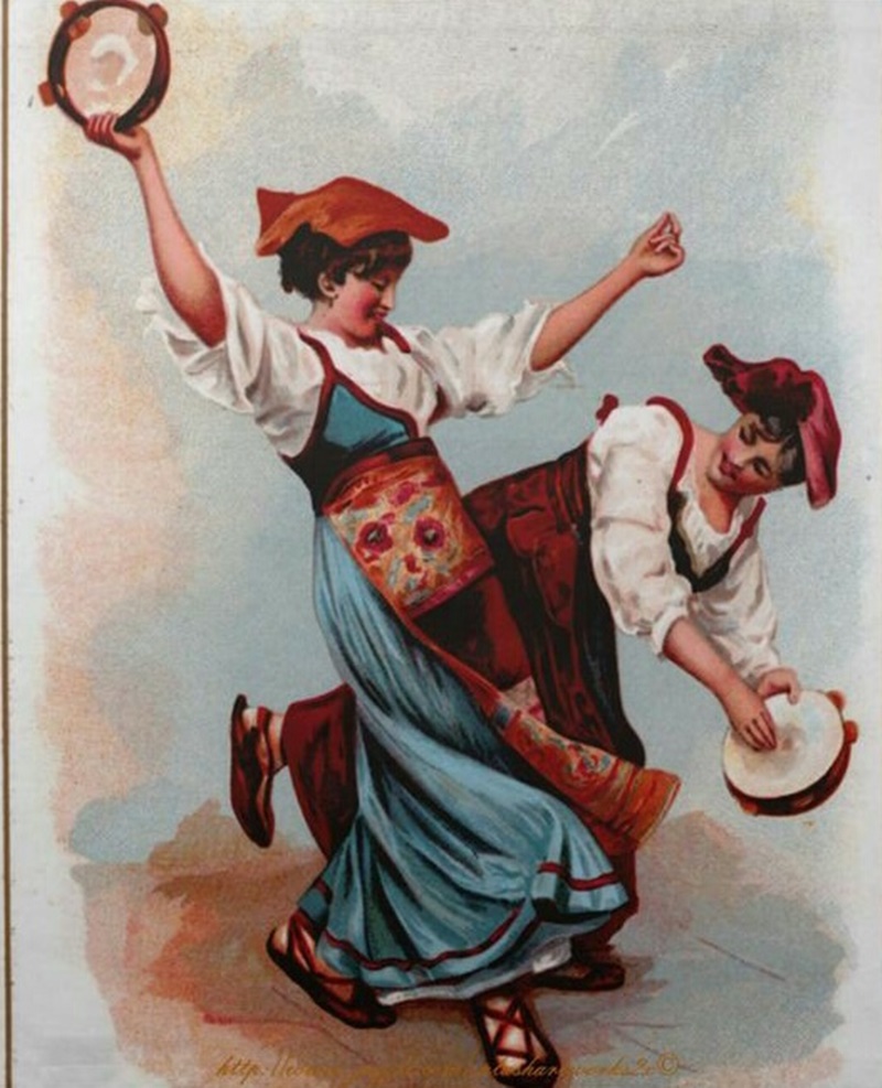 dipinto acquerello - Danzatrici Ciociare nel quadro