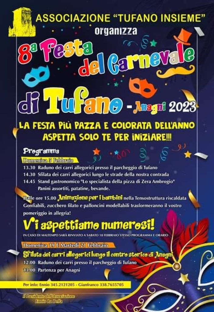 Il carnevale in Ciociaria - Carnevale Tufano 2023 con gli eventi