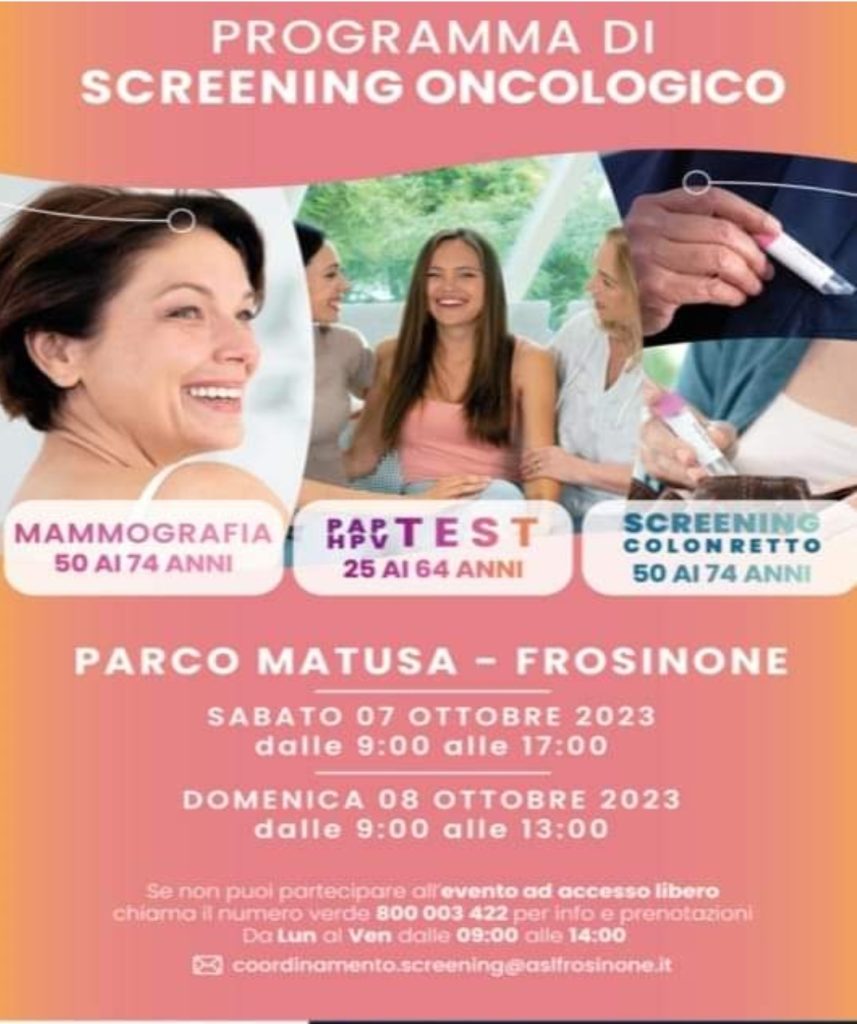 Parco Matusa screening oncologico gratuito- Locandina Screening evento