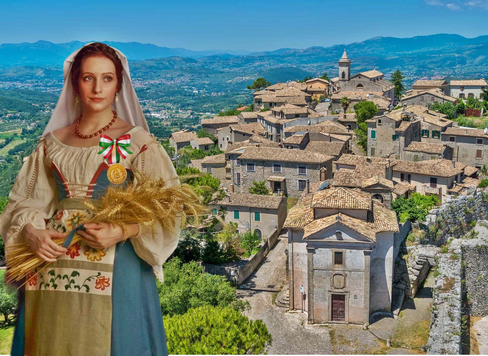 Goldmedaille für bürgerliche Verdienste für die Provinz Frosinone. Ciociaro-Kostüm auf dem Foto