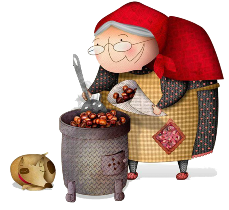 venditrice di caldarroste - Donnina Della Caldarroste con cagnolino