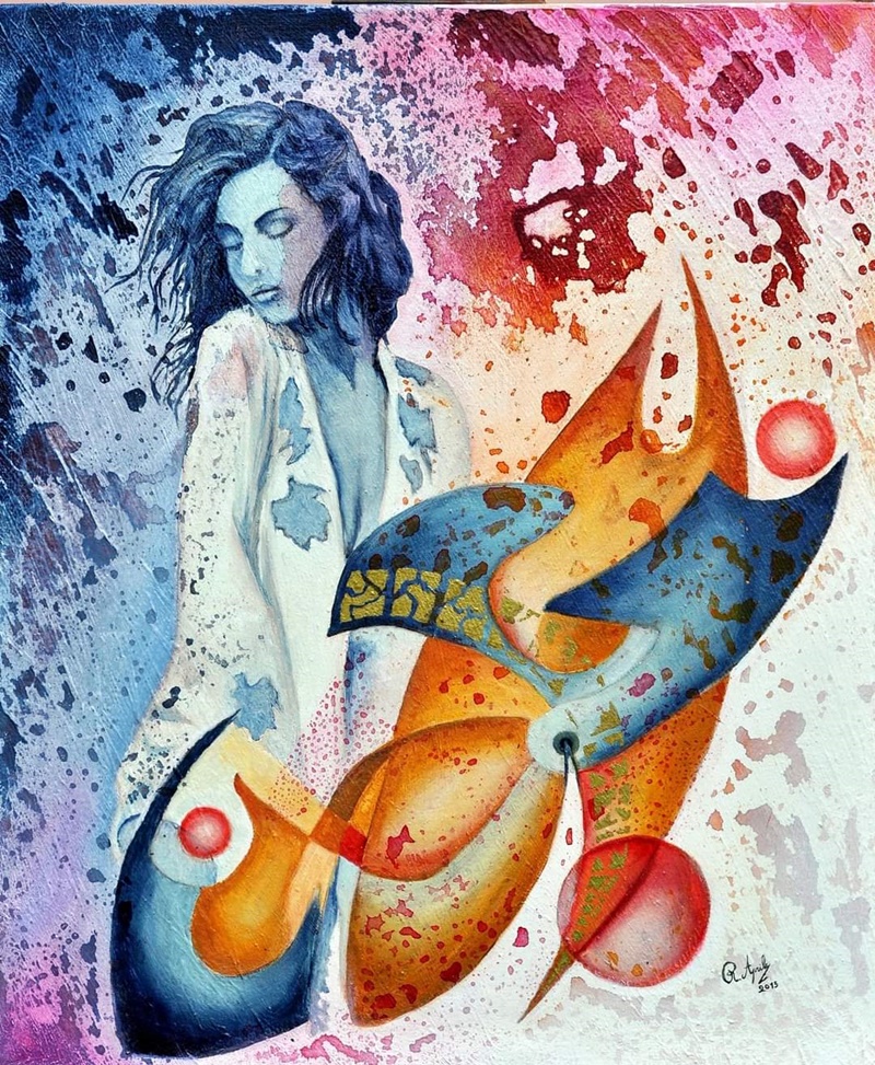 Raffaele Aprile - Donna nel dipinto di Aprile