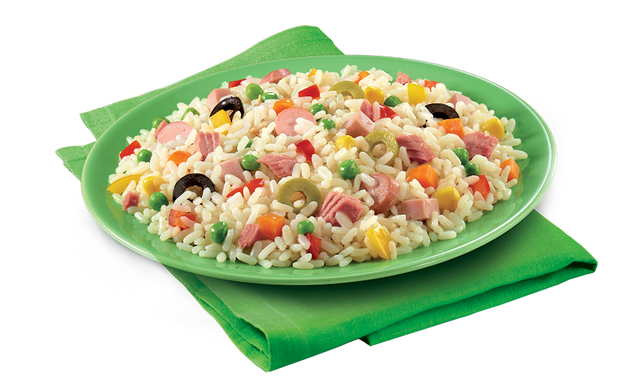 Trucchi per insalata di riso perfetta - Tovaglia Verde sotto piatto di riso