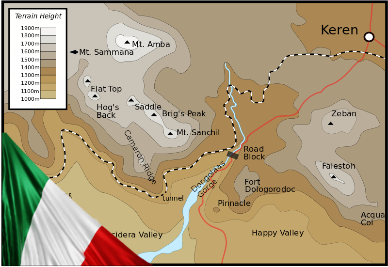 La battaglia di Cheren - Cartina Di Cheren e il tricolore