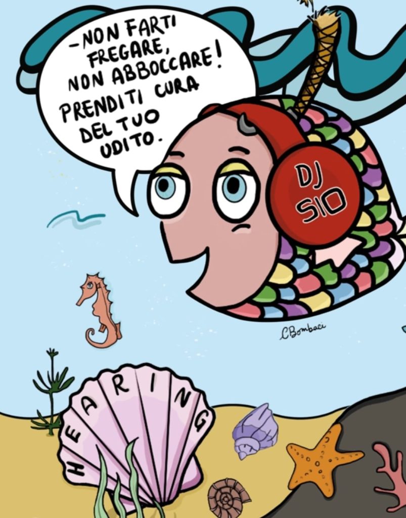 Giornata mondiale di sensibilizzazione dell’udito- Pesce cartoon