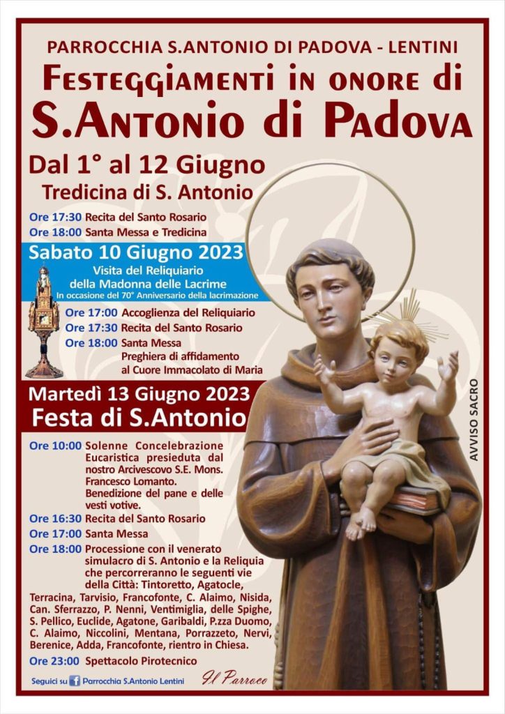 Chiesa di Sant’Antonio presso Borgo Hermada - Programma Dei Festeggiamenti per il Santo