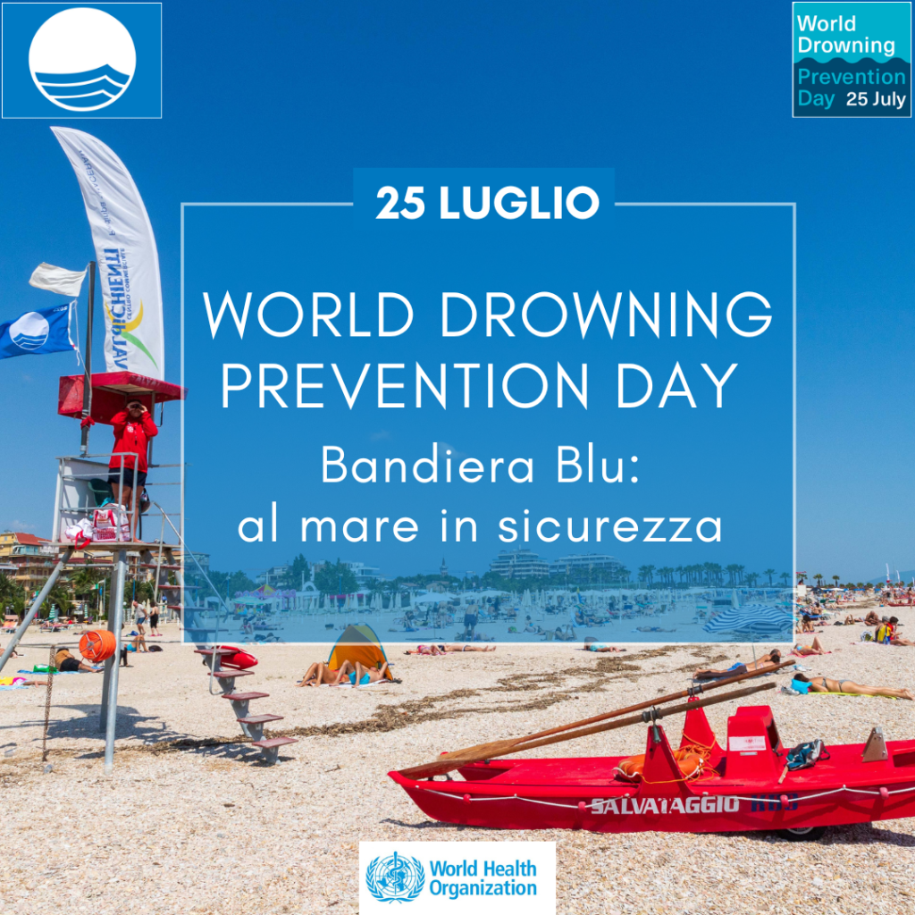 Bandiera blu mare in sicurezza- World Drowining Prevention Day in foto