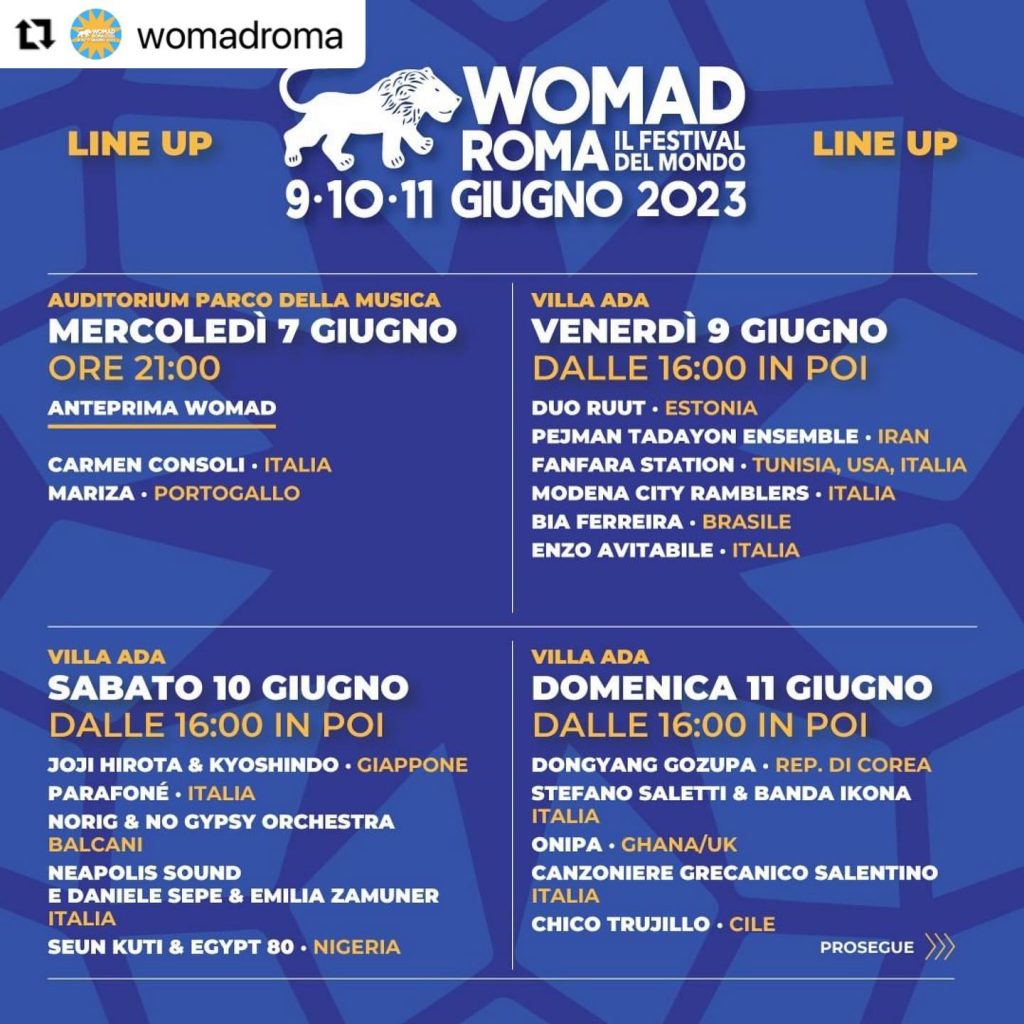 Carmen Consoli al Womad- Locandina Womad Roma con gli eventi
