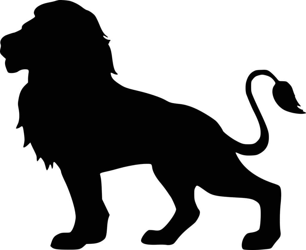 Marco Mengoni. Disegno con silhouette nera di un leone