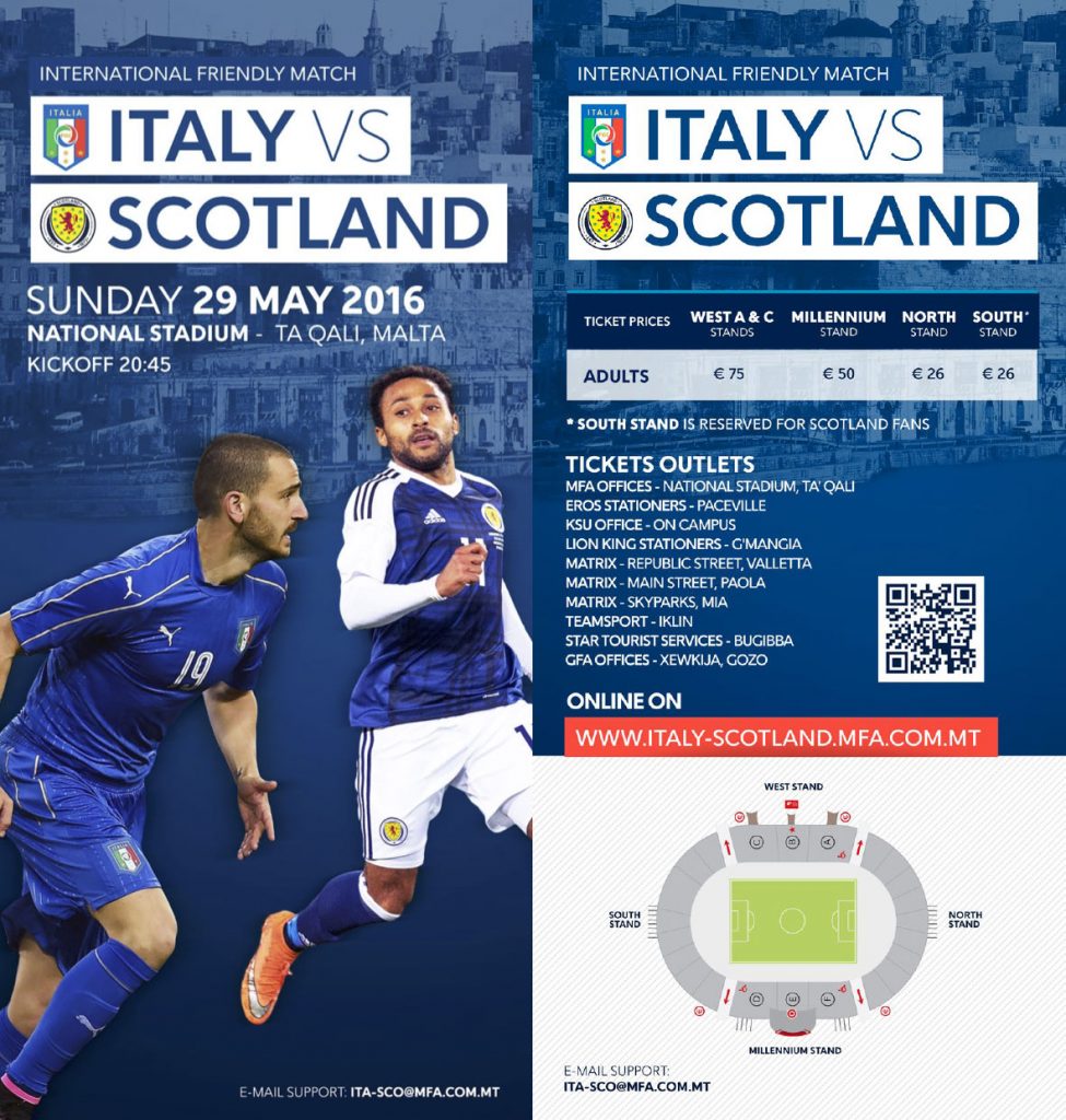 Italy vs Scotland domenica 29 maggio 2016 itMalta