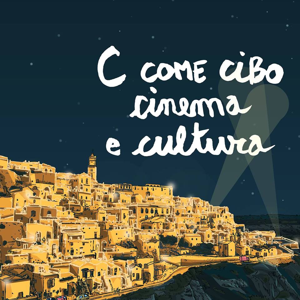 manifesto con i sassi di oro e con le parole cinema e cultura