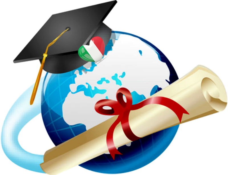 Accademia internazionale della cultura italiana- Globo con diploma e cuore tricolore