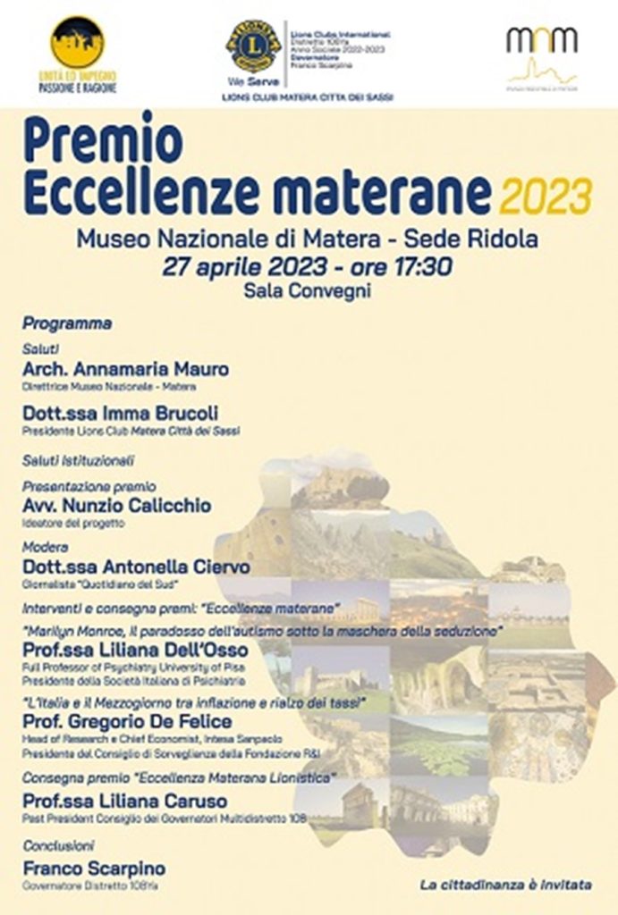 Lions Club Matera Città  - Premio Eccellenze Materane in cartellone