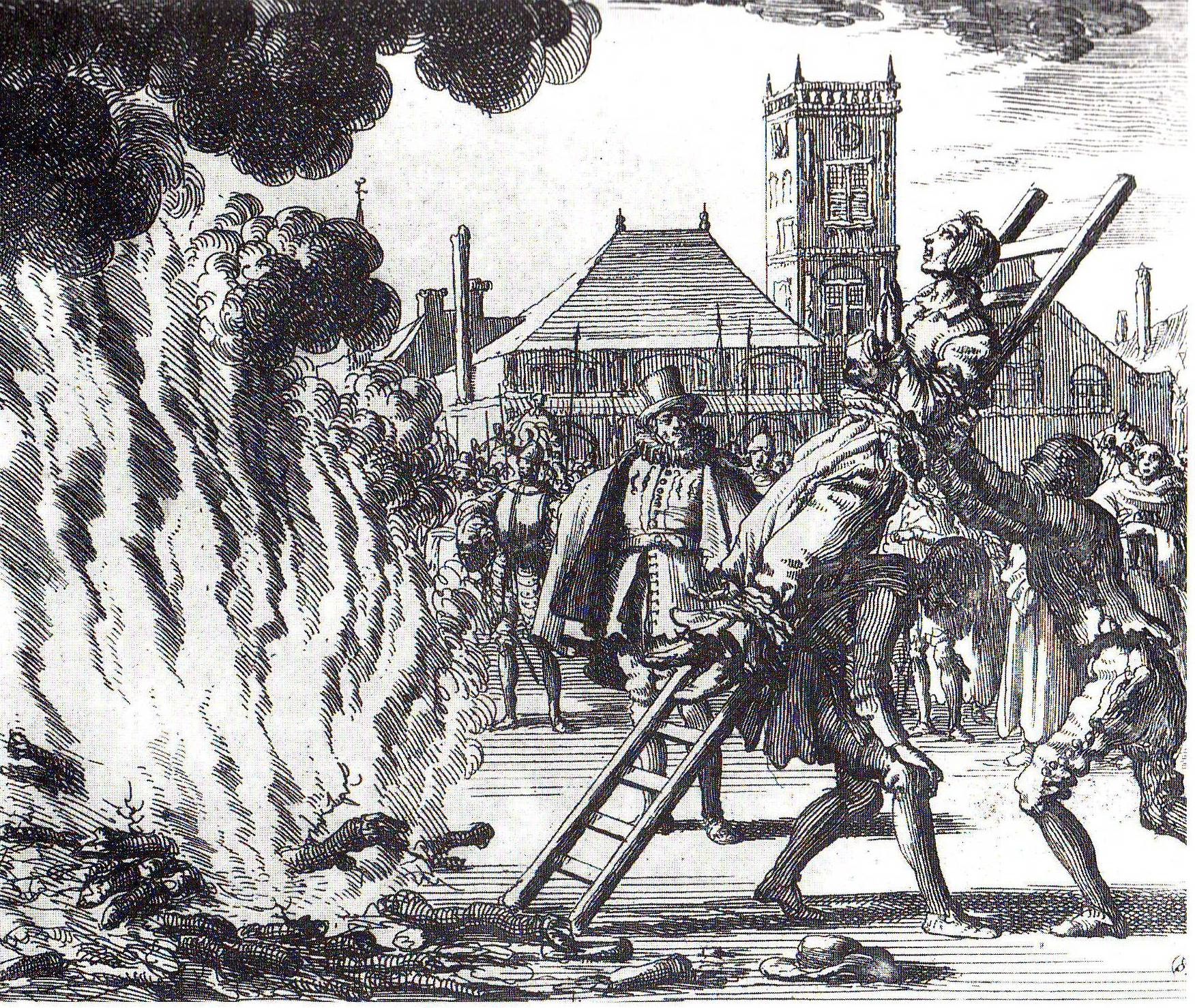 Una strega messa al rogo durante il periodo della Inquisizione