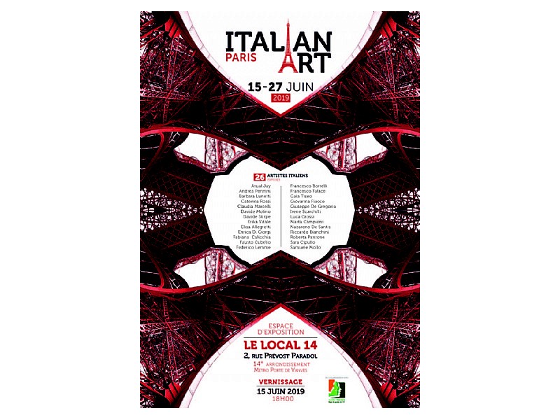 Locandina Italian Art Paris 2019 con i nomi dei 26 artisti italiani