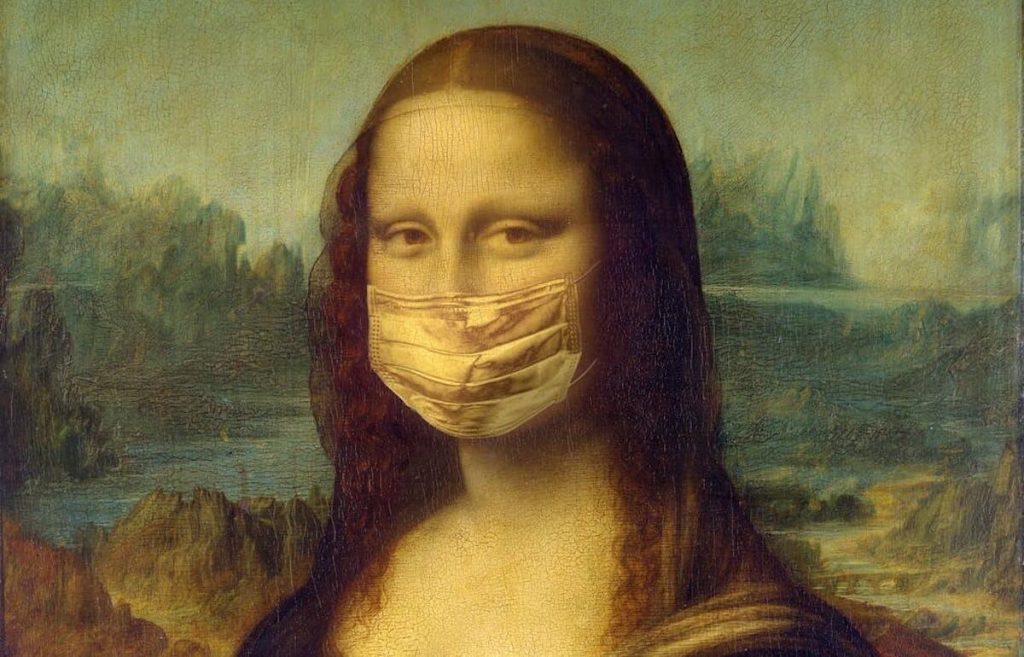 Variante francese del Covid-19 - Gioconda con la mascherina