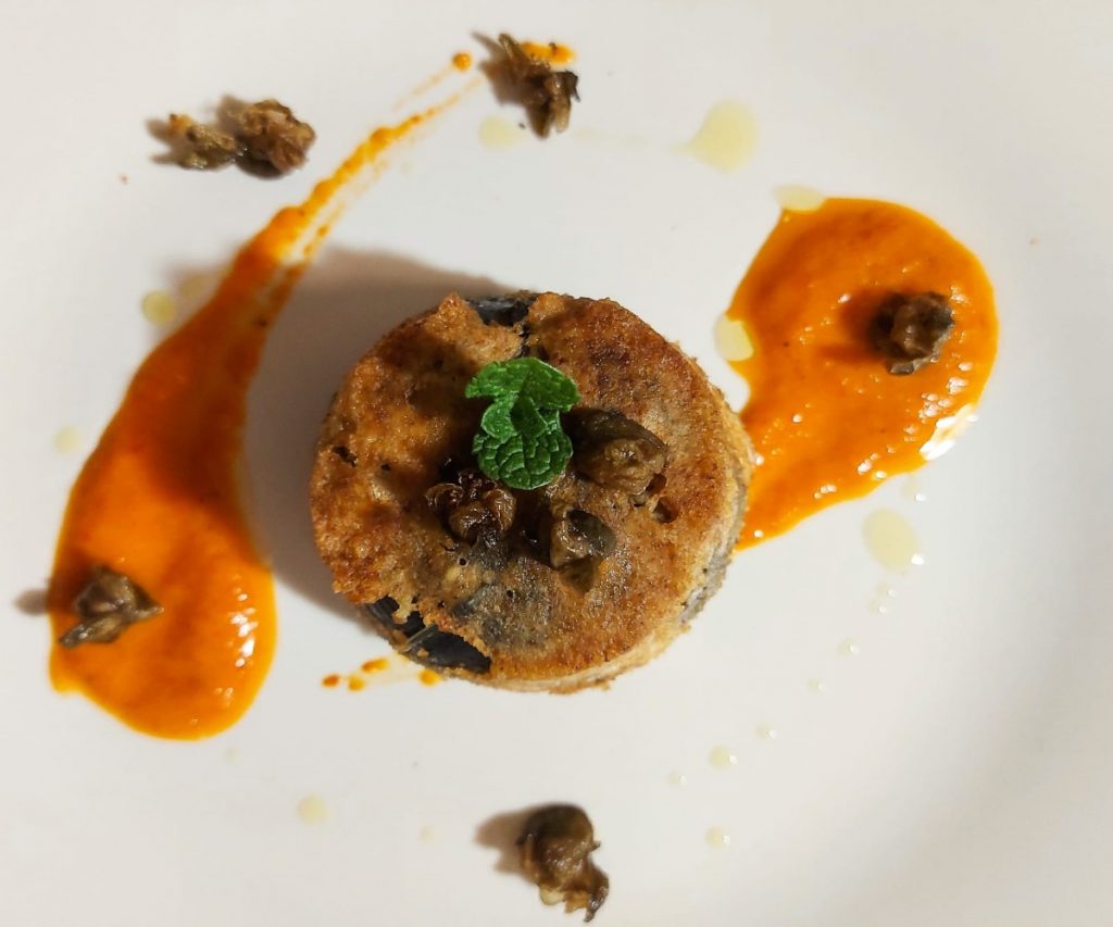 Tortini di Sarde Con Crema Di Peperoni