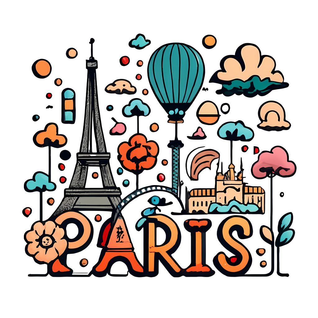 trasferirsi in Francia - Cartoon Parigi e torre