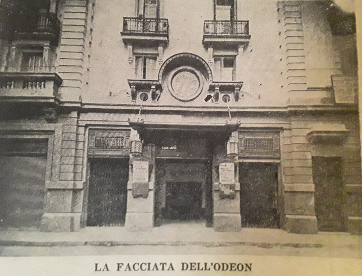 fotografía del frente del Teatro Odeón publicada en la revista Giornale D'Italia en1928