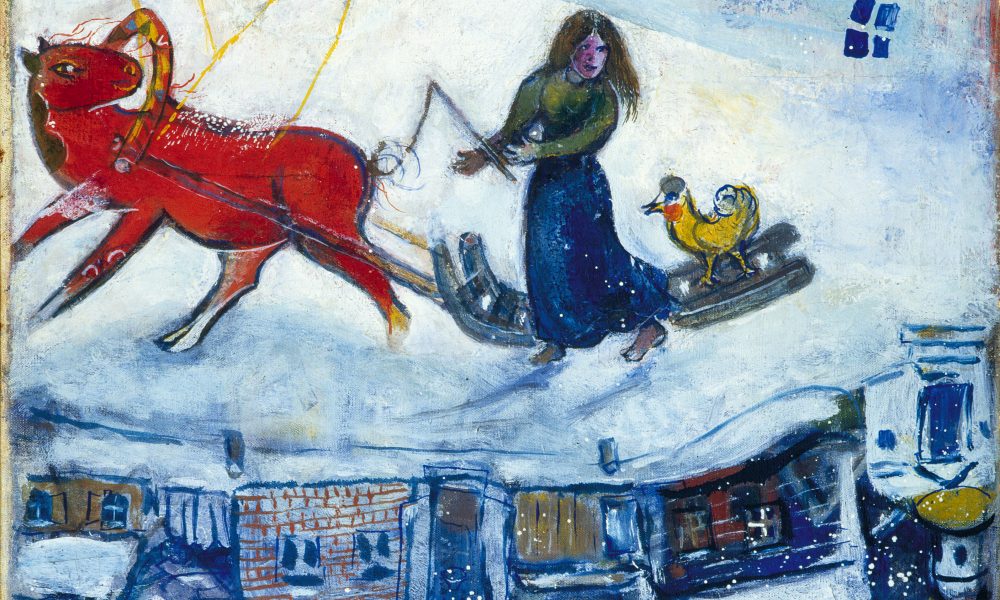 5fa3c342477d4 5fa3c342477d6marc Chagall, La Slitta Nella Neve, 1944, Parigi, Collezione Privata © Chagall ®by Siae 2020.jpg