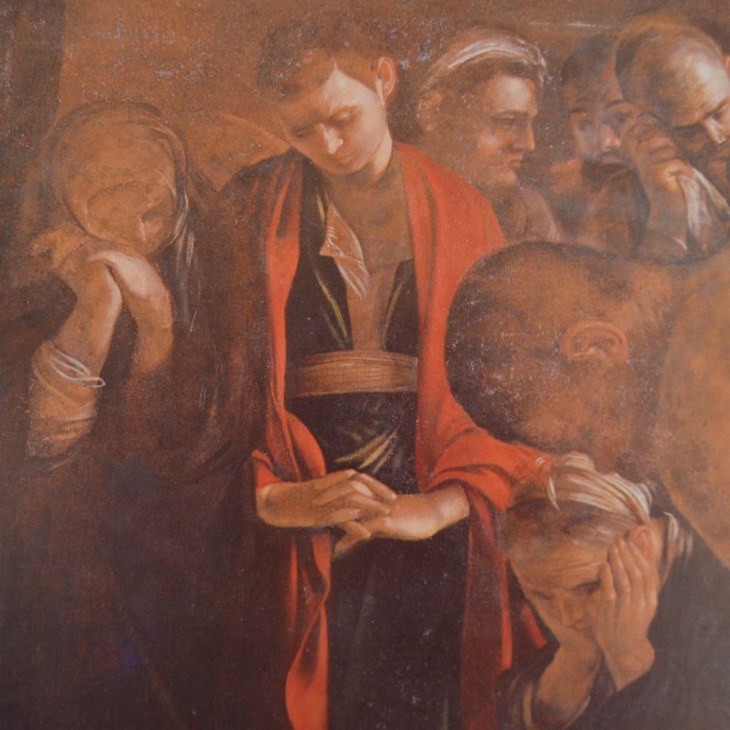 Caravaggio. Particolare Seppellimento di S. Lucia (da Caravaggio in Sicilia,Sellerio,1985)