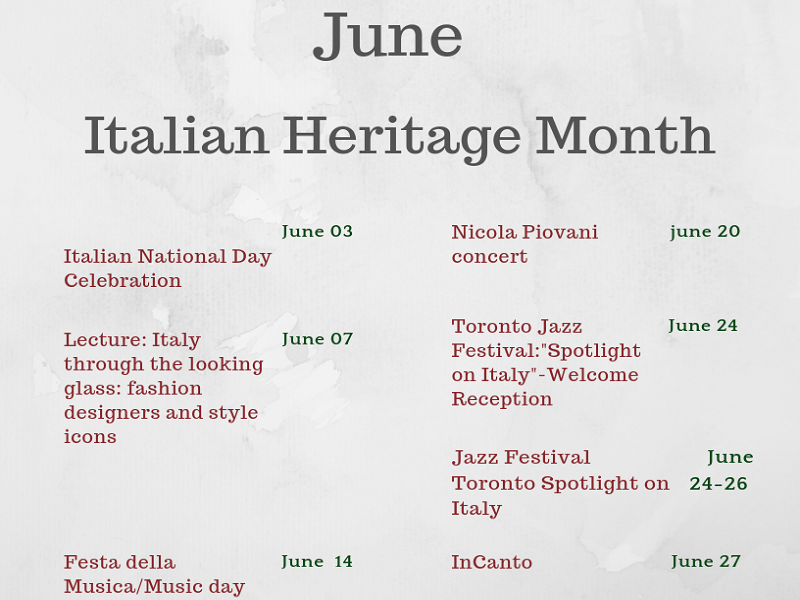 Italian Heritage Month: gli eventi